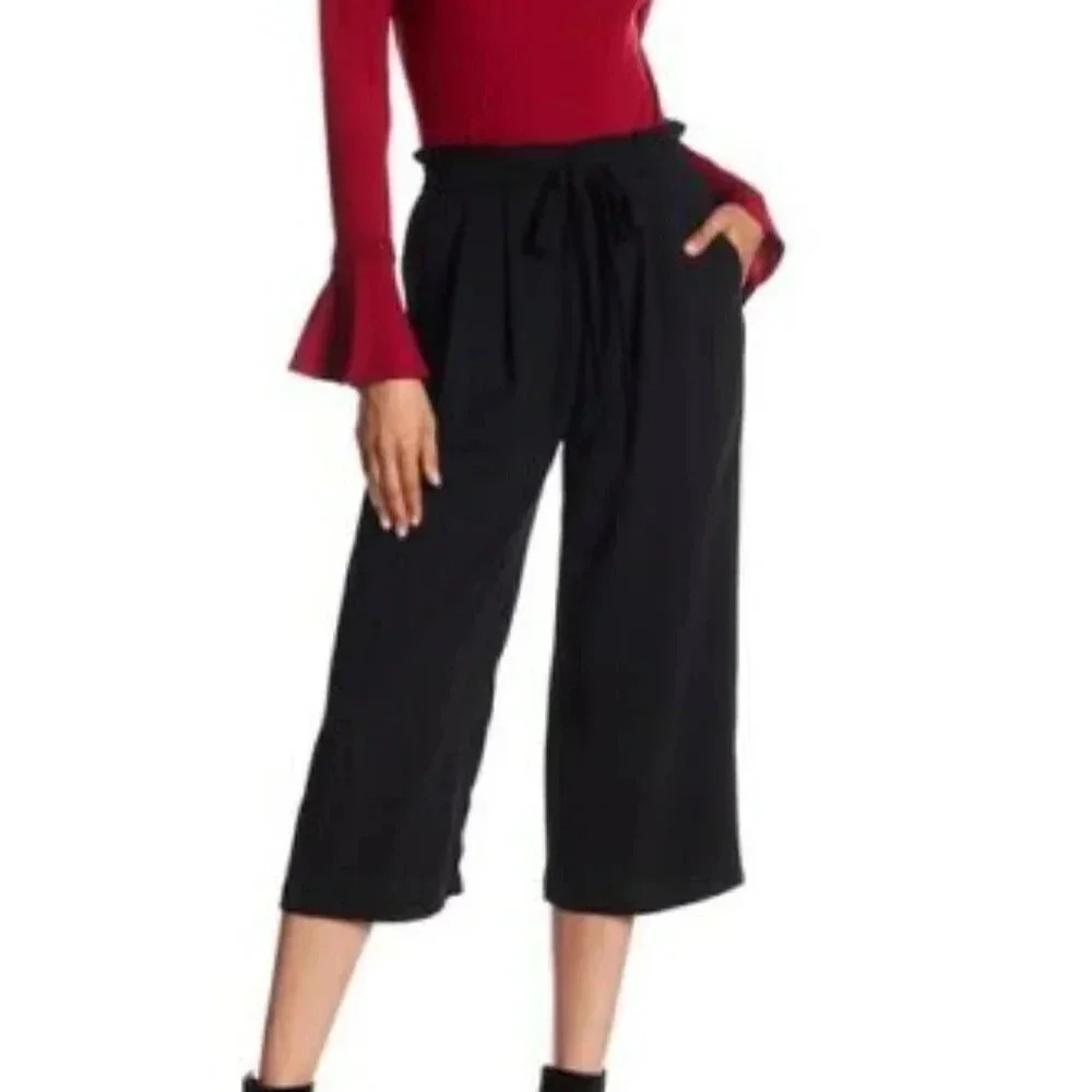 Adrianna Papell Black Crepe Culotte Pants NEW!